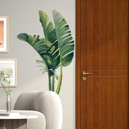 Large green leaf stickers, banana leaf decals, banana leaf stickers, large leaf poster stickers DIY Removable for Living Room Bedroom Bathroom Kitchen Sofa TV Background