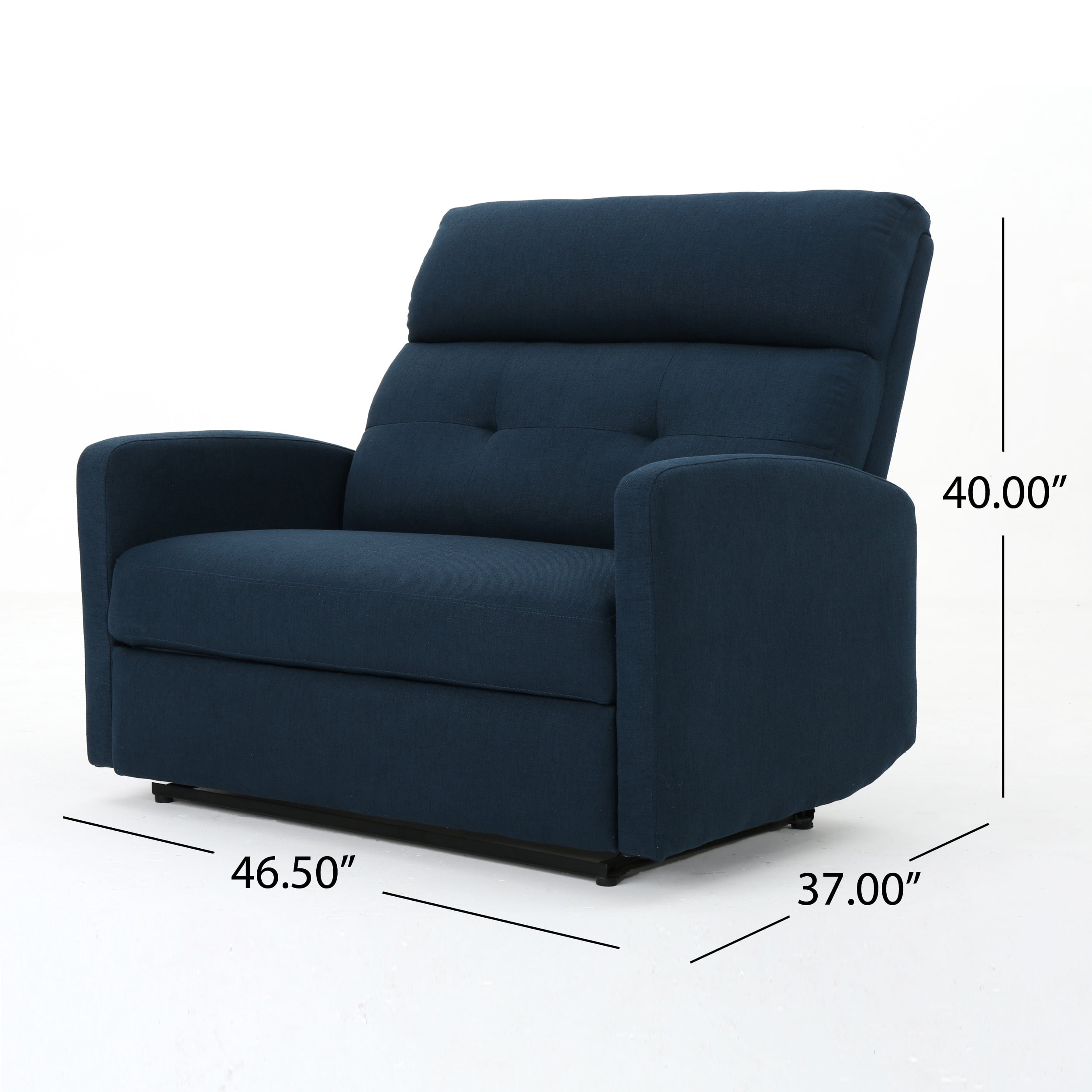 GDF Studio Alma Contemporary Upholstered Loveseat Recliner, Navy Blue Fabric