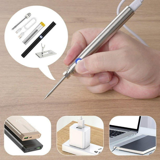 de soldador de acero inoxidable con estuche protector recargable con puntas Herramienta de soldadura portátil para reparar soldadura y soldadura C Baoblaze soldador electrico