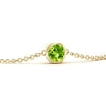 thumbnail image 2 of ANGARA Natural Bezel-Set Round Peridot Chain Bracelet in 14K Yellow Gold for Women (Size-4mm) | August Birthstone, Birthday, Anniversary, Jewelry Gift for Women | Natural Peridot Bracelet, 2 of 10