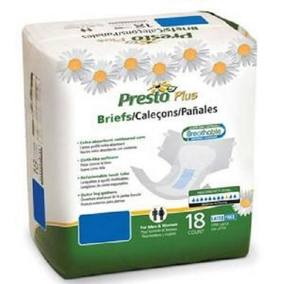 Presto Maximum Absorbency Brief, 2XL,63-69 Inch, Green-Bag of 12