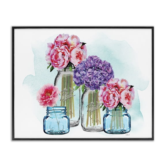 Stupell Industries Art Deco Fashion Designer Flower Jars Pink Purple Watercolor Black Framed Giclee Art, 14 x 11, by Amanda Greenwood