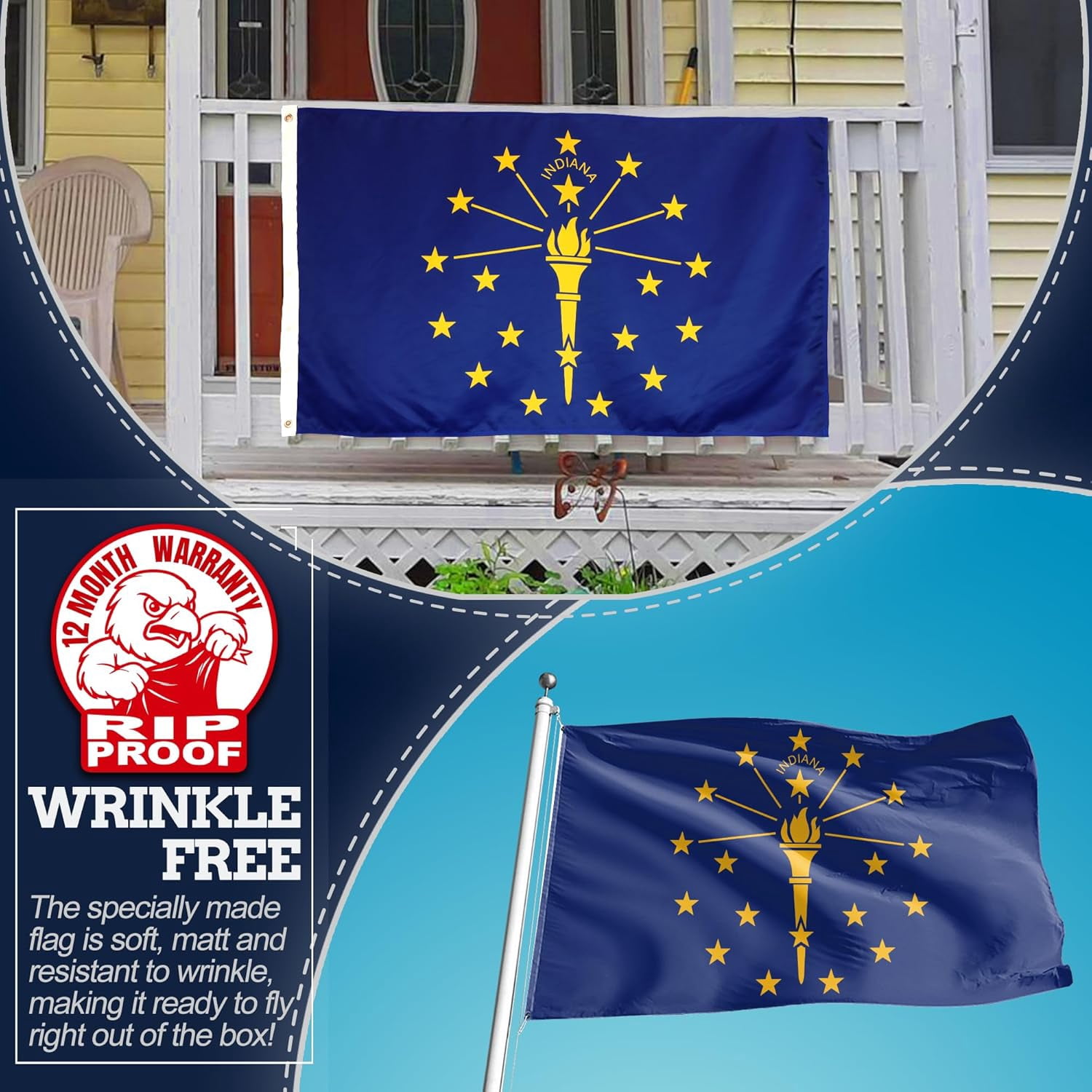 Anley Kentucky State Flagge 3x5 Fuß – Rip-proof, Doppelseitig, Knitterfrei, Mit Canvas-Header & Ösen