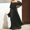 thumbnail image 3 of Ichuanyi Women's Fashion Casual Solid One Line Collar Sexy Off Shoulder Chiffon Dress, 3 of 9
