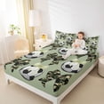 thumbnail image 3 of Erosebridal Soccer Football Queen Sheet Sets for Kids, Camo Bowknot Bed Set, Green, 1 Flat Sheet, 1 Fitted Sheet and 2 Pillowcases, 3 of 5