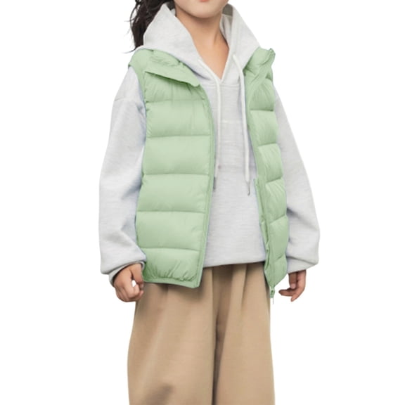 XXWXYD Childrens Down Vest Autumn Winter Boys Girls Medium Large Kids Lightweight Waistcoat Stand Collar Puffer Vest Insulated Sleeveless Jacket Layering Piece Outerwear
