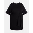 thumbnail image 5 of Terra & Sky Women's Plus Tie Waist Mini Sweater Dress with Short Sleeves, Sizes 0X-5X, 5 of 5