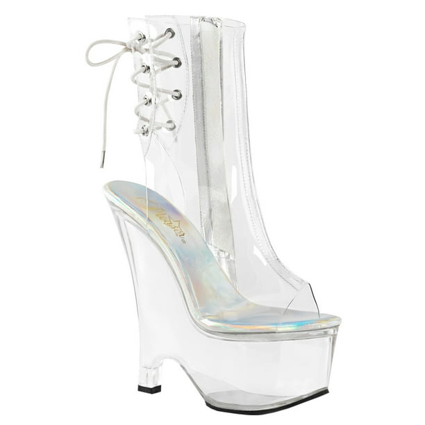 ankle boots with clear heel