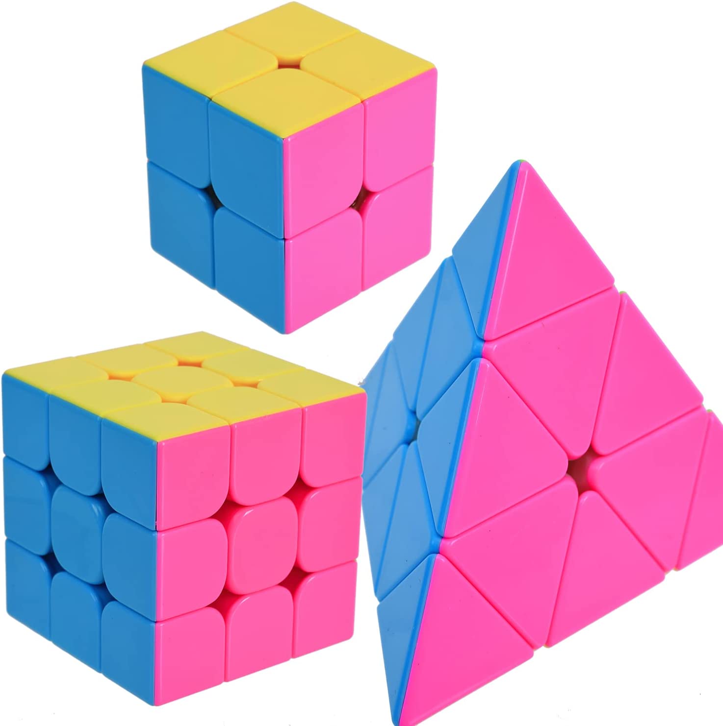 Magic Cube Set, Educational Speed Cubes 3 Pack of 2x2x2 3x3x3 Pyramid