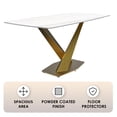 thumbnail image 5 of LeisureMod Voren Modern Dining Table with 71" Rectangular Sintered Stone or Glass Wide Tabletop and Steel Legs for Home, Kitchen, Dining or Conference Room in White/Gold, 5 of 10