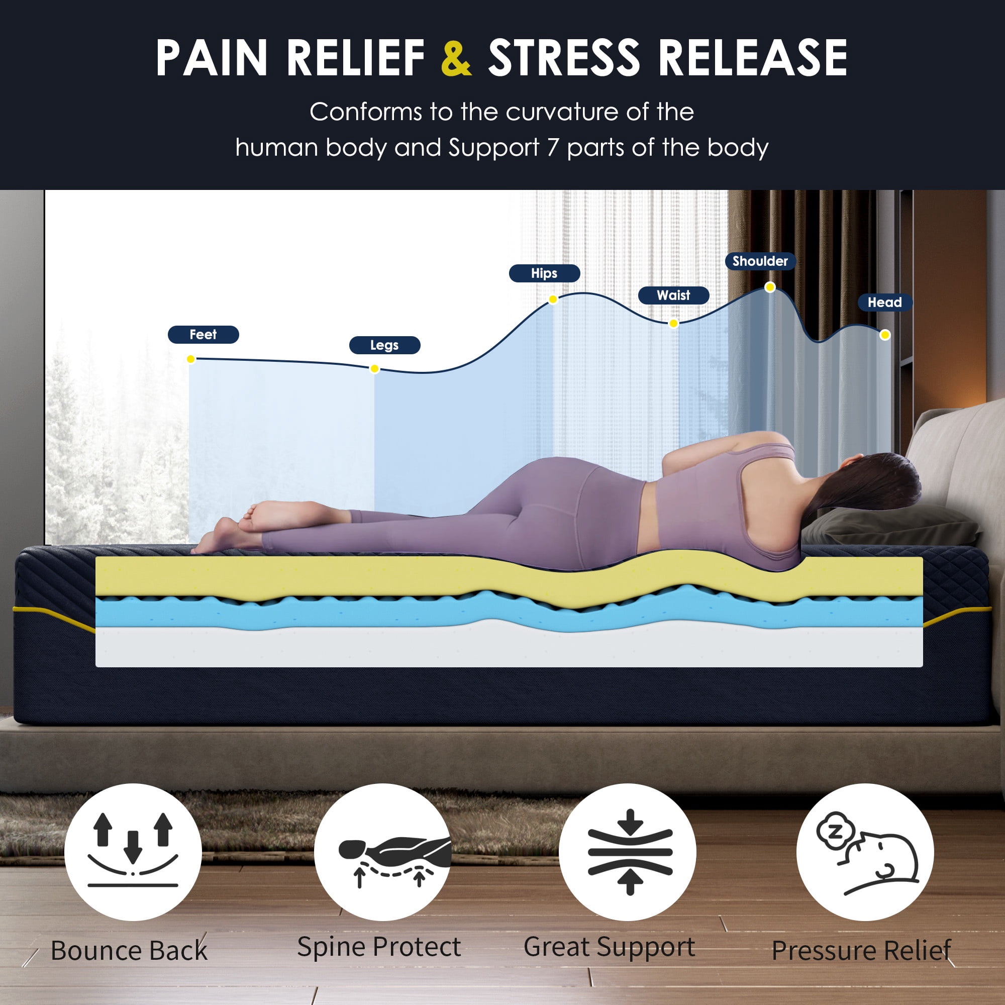 King Mattress, Holaki 14" King Gel Memory Foam with Bamboo Charcoal Silicone Mattress in a Box, Medium Firm, CertiPUR-US