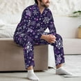 thumbnail image 6 of Bingfone Men's Pajama Set 2 Piece Loungewear PJs, Long Sleeve with Pajama Pants-Christmas Purple Snowflakes, 6 of 7