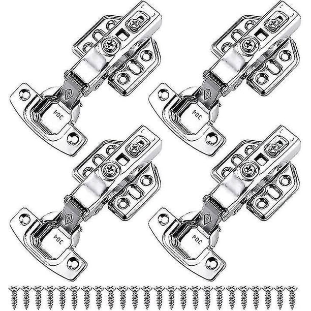Bisagras de puerta de cocina ajustables de acero inoxidable de 4 piezas, bisagras ocultas de superposición completa