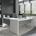 thumbnail image 2 of Pemberly Row 72" Modern Engineered Wood Bow Front L-Shaped Desk in Gray/White, 2 of 5