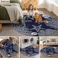 thumbnail image 6 of Sea Stars Round Living Room Rugs 3.3 ft, Retro Corals Shells Sea Stars Navy Blue Washable Area Rug with Non-Slip Sturdy Edge Binding Round Front Door Mat Floor Carpet for Entryway, 6 of 9