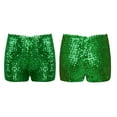 thumbnail image 7 of Haitryli Kids Boys Girls Sparkle Shiny Dance Shorts Stretch Athletic Shorts Gymnastic Jazz Hip Hop Green 120-140/12, 7 of 7