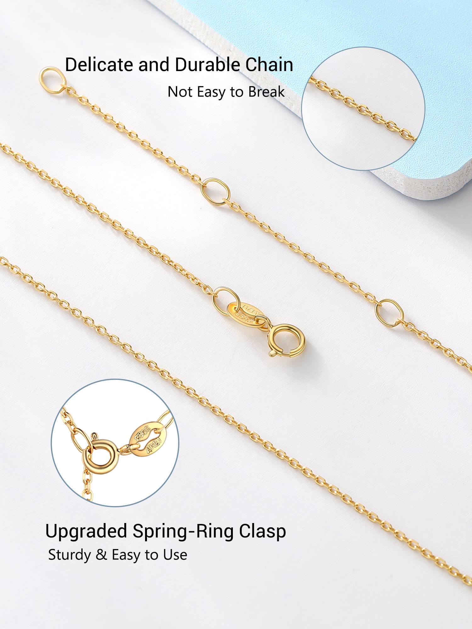 PROSTEEL Pure 925 Sterling Silver necklace Gold Plated Chain for Women 1.1mm Cable Chain Necklace Thin 24 Inch Birthday Mother Day Jewelry Collection Gift for Mom Wife Girlfriend Adult