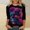 #0175-Multicolor, variant on Women's Day of the Dead Pattern Round Neck 3/4 Sleeve Pullover T Shirt Casual Loose Top for Summer Wear