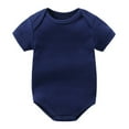 thumbnail image 2 of Hessimy Baby Romper Plain Color Summer Baby Girl Clothes Short Sleeve Girl Clothes 6-12 Months solid colour base bodysuits (Dark Blue,0-3 Months), 2 of 4