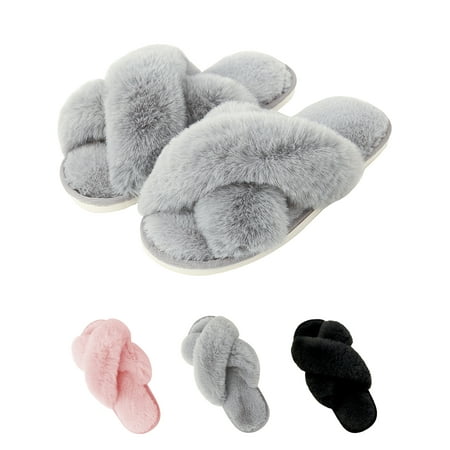 

Memory Foam Slippers for Women Open Toe Grey 7-8