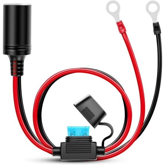 Nilight Female Cigarette Lighter Outlet 3Ft   Eyelet Terminal Plug and Blade Fuse Holder 12V 16AWG Heavy Duty Cable Accessory DC Power 12 24Volt Socket for Car Tire Inflator Air Pum
