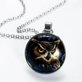 thumbnail image 2 of Owl Glass Design Circular Pendant Necklace - Elegant Jewelry for Women, 2 of 5