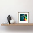 thumbnail image 2 of Peacock Bird Vibrant Bright Modern Contemporary Watercolour Painting Multicoloured Square Wooden Framed Wall Art Print Picture 8X8 Inch, 2 of 4