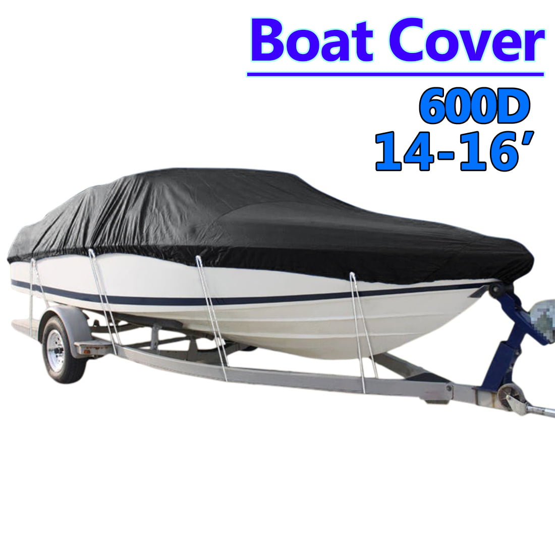New 600D Oxford Cloth Boat Speedboat Cover For 11-13ft Boat Weather Proof Gray