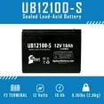 thumbnail image 3 of 4x Pack - eZip eZip 500 Battery Replacement - UB12100-S Universal Sealed Lead Acid Battery (12V, 10Ah, 10000mAh, F2 Terminal, AGM, SLA), 3 of 8