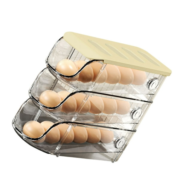 Soporte Apilable Para Huevos, Caja De Almacenamiento De Huevos Para Refrigerador, Soporte Para Huevos Con Ruedas Automáticas Con Materiales Sellados Soporte Apilable Para Huevos