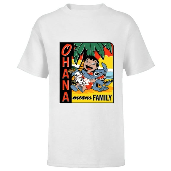 Disney Lilo & Stitch Ohana Means Family - Short Sleeve T-Shirt for Kids - Customized-White