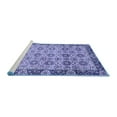 thumbnail image 2 of Ahgly Company Machine Washable Indoor Round Abstract Blue Modern Area Rugs, 3' Round, 2 of 4