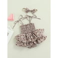 thumbnail image 3 of Kiapeise Toddler Baby Girl Skirt Sleeveless Adjustable Straps Ruffle Floral Dress +Bow Headwear Infant Summer Clothes 2Pcs Set, 3 of 9