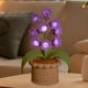 thumbnail image 1 of Maceta de luz LED tejida a mano con hilo de leche, 22 cm, rosa, blanco, morado, amarillo, decoración de escritorio, idea de regalo, 1 of 6