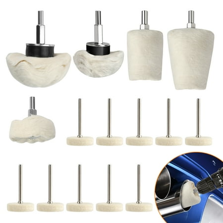 

15pcs Polishing Pad TSV Buffing Wheel Kit Buffing Wheel Head for Drill (Cone/Column/Cylinder) with 1/4inch Drill Shank No Scratch the Surface for Grinding Polishing Sharpening and Deburring