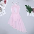 thumbnail image 4 of Hansber Girls Kids Modern Lyrical Dance Dress Mesh High Low Hem Ballet Dance Gymnastics Leotard Dress Pink 13-14, 4 of 6