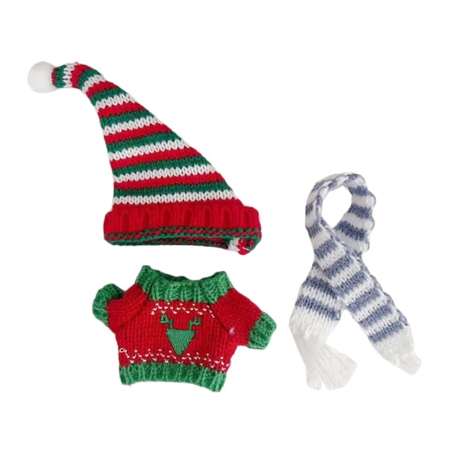 Suéter navideño para muñecas, ropa para muñecas para niñas pequeñas, lindos juguetes de moda para hacer tú mismo, atuendos para muñecas con sombrero y