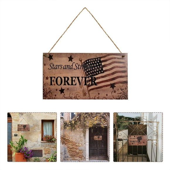 fsxdhpcsgfc Decorations for Bedroom Wall Pediments Wooden Wall Door Sign US Flag Rectangle Wooden Sign Plaque Door Wall Hanging Decorations，