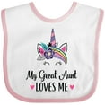 thumbnail image 3 of Inktastic My Great Aunt Loves Me Unicorn Niece Girls Baby Bib, 3 of 4