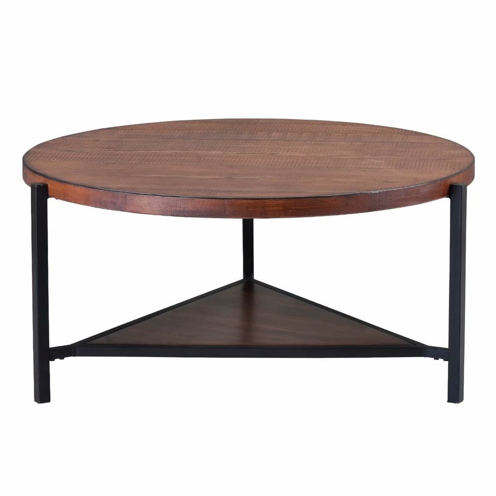 Coffee Table Round Rustic Vintage Industrial Design Furniture Sturdy Metal Frame 