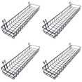 thumbnail image 1 of 4X Hanging Basket for Wire Wall Grid Panel, Multi-Function Wall Storage and Display Basket, 40X10X5CM, Black Painted, 1 of 7