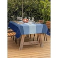 thumbnail image 3 of Outdoor Table Cloth with Umbrella Hole and Zipper, Navy Blue Ombre Waterproof Rectangle Tablecloth 60"x84", Gradient Navy Blue Woods Farmhouse Washable Table Cover for Outside Party Patio Picnic, 3 of 8