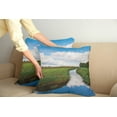 thumbnail image 2 of Ambesonne Nature Throw Pillow Cover 2 Pack, Calm River Meadow Trees, 24", Green Blue White, 2 of 5