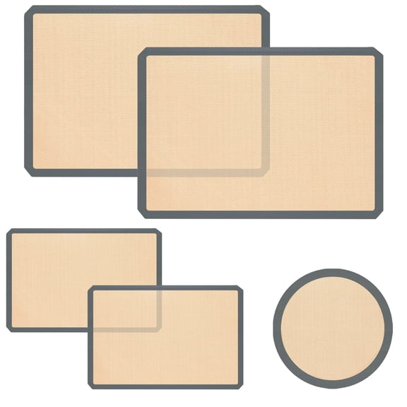 5Pcs Silicone Baking Mat, Non Stick Reusable Baking Mat, Half Sheet and Quarter Baking Sheet and 8.5" Baking Mat, Food Safe Silicone Mats for Baking for Making Cookies Bread Baking Supplies