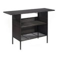 thumbnail image 1 of Pemberly Row Rattan Outdoor Patio Bar Counter Table Shelves in Brown, 1 of 5