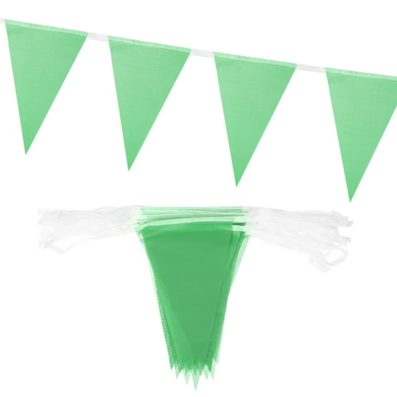 50 Feet Green Pennant Banner Flags String Triangle Hanging Triangle Bunting Flags for Festive, Wedding, Birthday Party