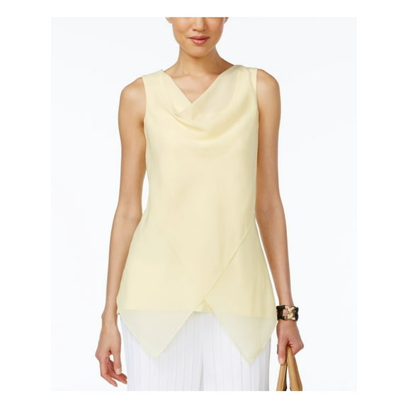 ALFANI $59 Womens New 1379 Yellow Scoop Neck Sleeveless Trapeze Casual Top S B B