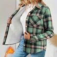 thumbnail image 5 of HAiming Fleece Lined Plaid Shirt for Women Casual Long Sleeve Lapel Collar Coat Jacket Fall Winter Warm Outwear, 5 of 7
