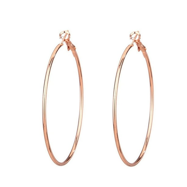 1 par de pendientes de aro, colgantes de oreja redondos de estilo Simple creativo, accesorio de moda, adornos de orejas para decoración dorada Ropa, zapatos y accesorios Miscelánea rosa dorado 6cm Qarigey AP009026-15B