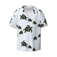 thumbnail image 4 of Uemuo Sea Turtle Pattern Cotton Linen Short Sleeve Shirts,Casual Lightweight Button Down Shirts,Vacation Beach Summer Tops-XX-Large, 4 of 7